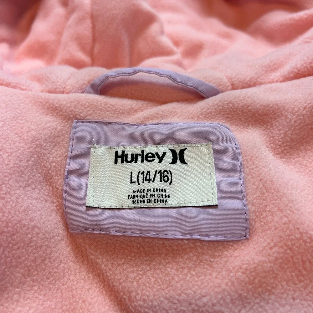 Hurley Snow Jacket Pockets Buttons Pink Tie Dye Youth Girls Size‎ Large 14/16